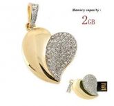 Pen Drive Coração Dourado Com Strass 2gb Excelente